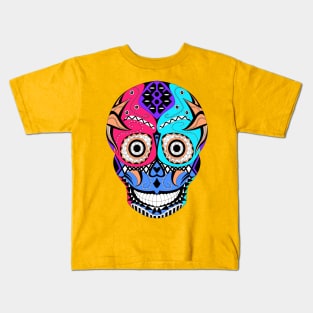 raw skull candy in mayan pattern ecopop Kids T-Shirt